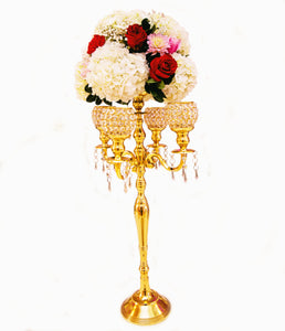 Gold Candelabra with florals wedding decor rentals