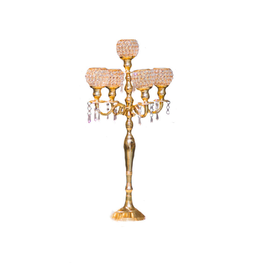 Gold Crystal Candelabra Wedding decor rentals Toronto