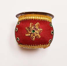 Decorative Red and Green Floral Kalash for Puja and Karva chauth